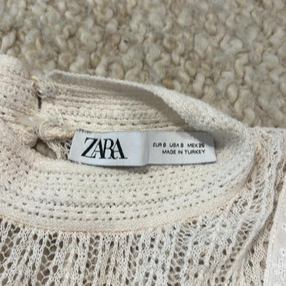 Zara Boho Long Sleeve Top size small off white - Picture 2 of 8